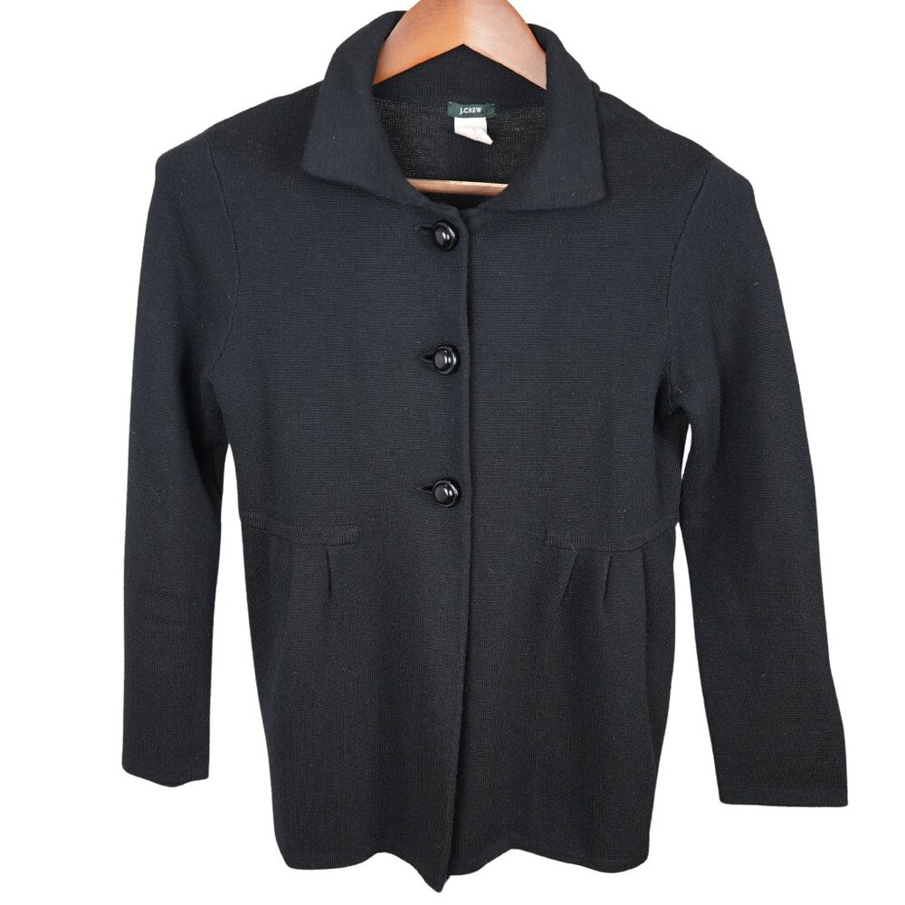 J.Crew 100% Wool Sweater Jacket Black Women’s Size Small